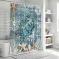 thumbnail image 6 of Blue Turtle Coastal Bathroom Shower Curtains with 12 Hooks Polyester Waterproof Shower Curtain for Stalls and Bathtubs Summer Beach Ocean Starfish Coral Decorative Bathroom Curtain 72x78 Inches, 6 of 9
