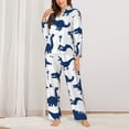 thumbnail image 2 of Balery Cute Cartoon Dinosaurs Conjunto de Pijama con Estampado para Mujer, Conjunto de Dos Piezas con Manga Larga, Ropa de Dormir Suave con Bolsillos, Pijamas Cómodos-XX-Large, 2 of 7