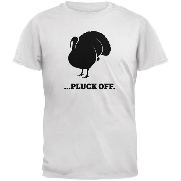 Funny Turkey Pluck Off White Adult T-Shirt - Small