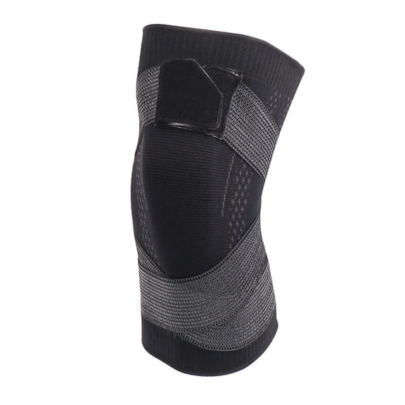 3D Knitted Compression Knee Brace With Adjustable Cross Straps Breathable Pressurized Knee Sleeve For Running Hiking Arthritis Meniscus(Black1-L)