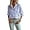 Blue, variant on Womens Button Down Shirt Stand Collar Ruffle Top Striped Long Sleeve Shirts Work Tops for Women Trendy