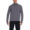 thumbnail image 3 of Men's Sun Protection Hoodie Full Zip Lightweight Cooling Long Sleeve Athletic Shirt with Thumb Holes for Fishing Hiking Outdoor,L,Dark Gray, 3 of 8
