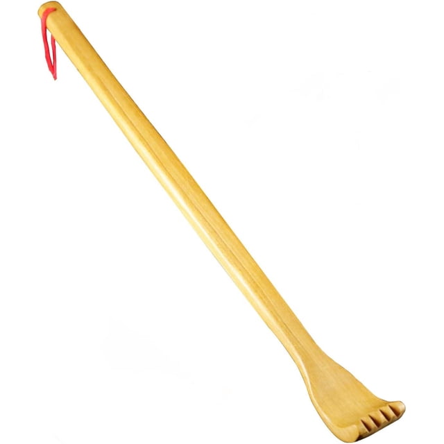 Rascador de espalda de madera, masajeador de espalda manual, rascador de espalda largo para relajar el cuerpo y aliviar las molestias y el picor (1 pieza) Rojo Verde