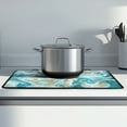 thumbnail image 2 of SEANATIVE Stove Top Cover Foldable Electric Stove Cover Dish Drying Mat Heat-Resistant Induction Cooktop Cover with Hanging Loops for Easy Hanging Kitchen Decorations, Teal Blue Gold Marble, 2 of 7