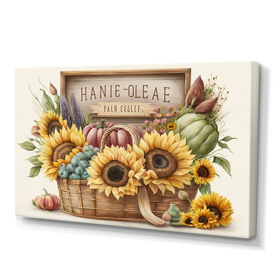 Designart Flowers And Fruit In Basket I Canvas Wall Art