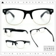 thumbnail image 2 of SA106 Mens Hipster Half Horn Rim Clear Lens Geek Fashion Eyeglasses Black Gold - Clear, 2 of 8