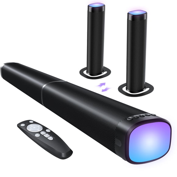 Barra de Sonido FHNFHN 100W Bluetooth 5.3 Luces RGB Desmontable