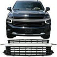 thumbnail image 2 of Ikon Motorsports Front Bumper Hood Grille Compatible With 2021-2024 Chevy Tahoe & Suburban Chrome & Gloss Black, 2 of 7
