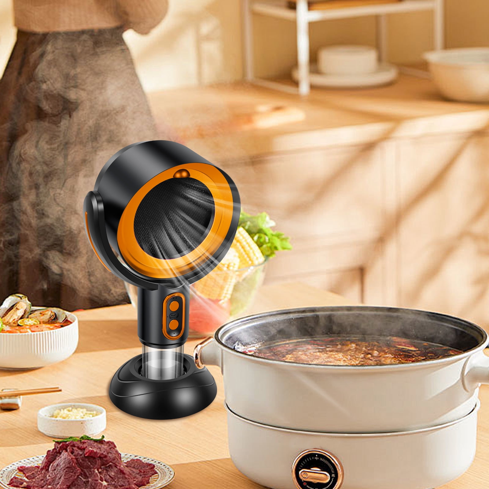 Portable Range Hood 2 Speeds Desktop Range Hood USB Plug in Portable Exhaust Fan Adjustable Mini Extractor Hood Efficient Kitchen Exhaust Fan with Filter for Indoor BBQ Hot Pot