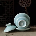 thumbnail image 5 of Gaiwan Kung Fu Teacups with Lid 5-Ounce Teacup and Saucer Set Porcelain Chinese Celadon (Sky blue), 5 of 8