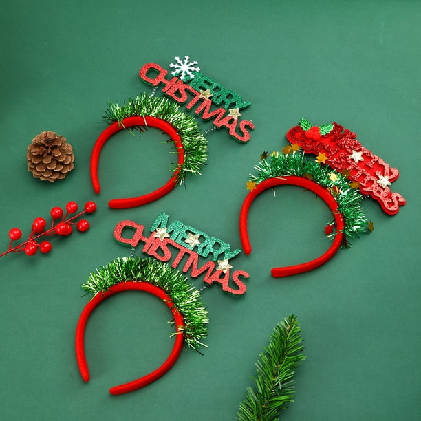 3 piezas de diademas navideñas, gorros de fiesta navideños para fiestas navideñas, vacaciones anuales, fotomatón