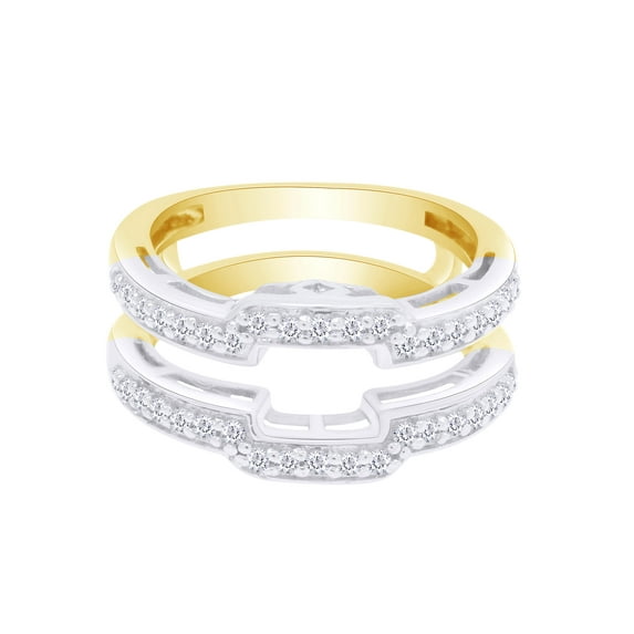 Round Shape White Cubic Zirconia Enhancer Guard Ring 14K Yellow Gold Ring Size - 9.5