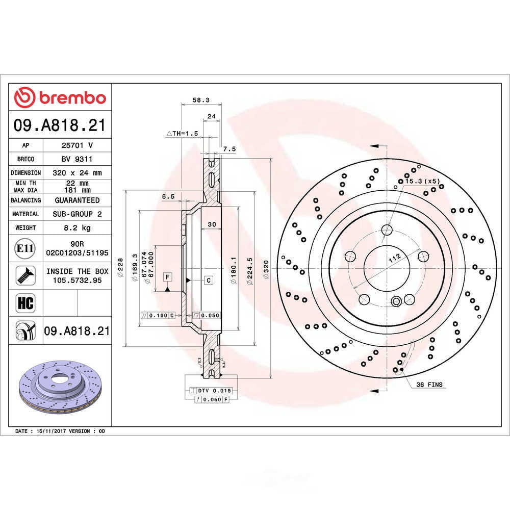 Brembo 09.A818.21 PRIME Disc Brake Rotor