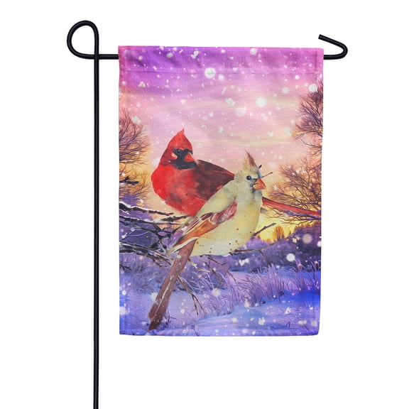 America Forever Winter Cardinal Garden Flag Double Sided Vertical Decorative 12.5 x 18 inches for Outdoor, Yard, Porch Happy Holiday Welcome Winter Snowfall Snowflakes Red Cardinal Winter Birds