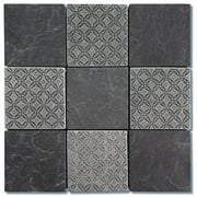 4 x 4 in. Classic Deco Square Mosaic Blend - Black Slate