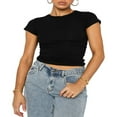 thumbnail image 1 of T-Shirt Basique à Manches Courtes pour Femmes Noir L, 1 of 7