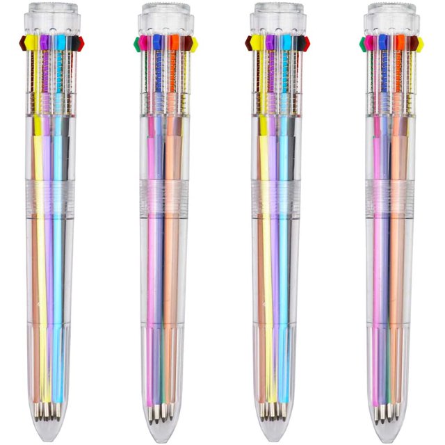 Bolígrafos multicolores Paquete de 10 bolígrafos retráctiles - Bolígrafo de barril transparente de 8 colores para suministros de oficina Namotu ZJWJ071-2