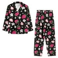 thumbnail image 3 of Kuiaobaty Strawberry Flower Print Pajamas Set for Women Button Down Long Sleeve Tops and Long Pants Loose Plus Size Pajamas Set for Womens Casual Sleepwear, S, 3 of 7