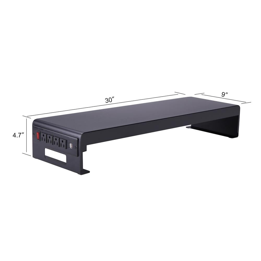 Rocelco 40" Standing Desk Converter with ACUSB and Dual Monitor Stand - Black