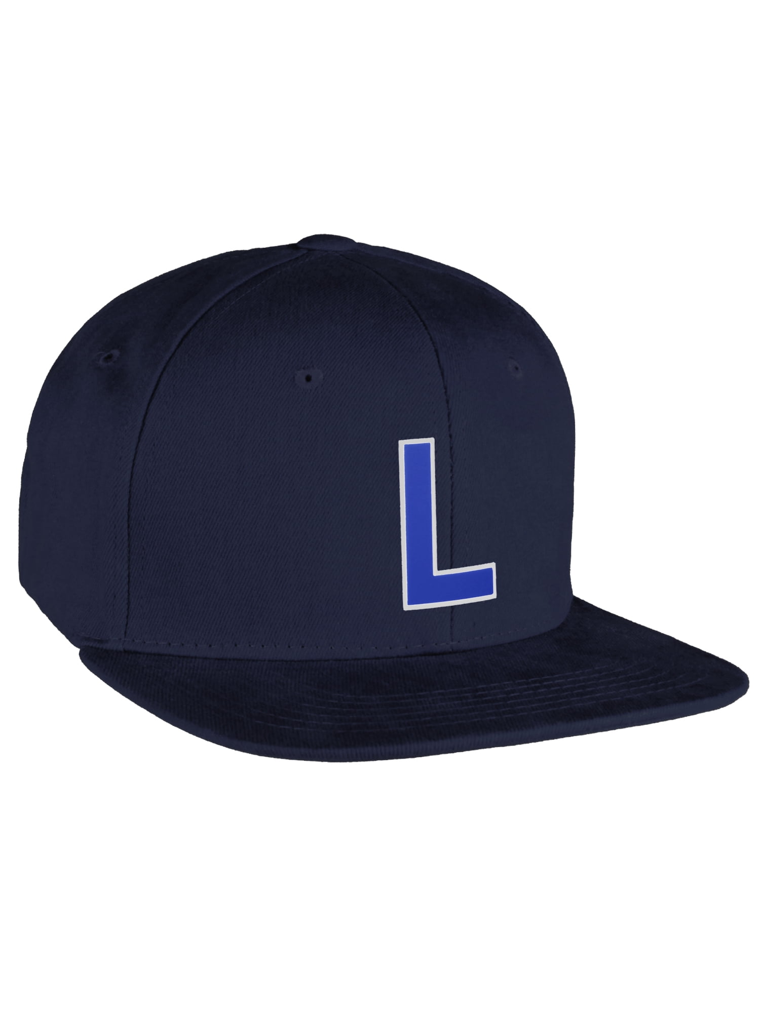 Flexfit Classic Flat Bill Visor Custom A to Z Initial Letter, Navy Cap