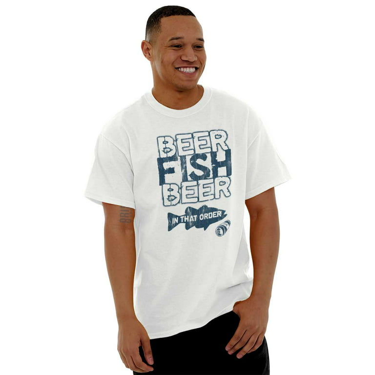 Fishermens Drunk Humor Beer Fish Joke Men's Graphic T Shirt Tees Brisco  Brands S 