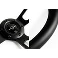 thumbnail image 2 of W-Power 13.5" Black Leather Grip 6-Hole Aluminum 3-Spoke Vintage Steering Wheel, 2 of 5