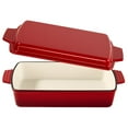 thumbnail image 1 of Hawsaiy Rectangular Enamel Dutch Oven with Ergonomic Binaural Handles, Perfect for All Stovetops and Oven Cooking, Red, 1 of 8