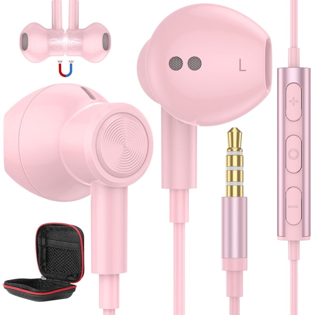 Auriculares ASKUB con cable y micrófono para Samsung Pink