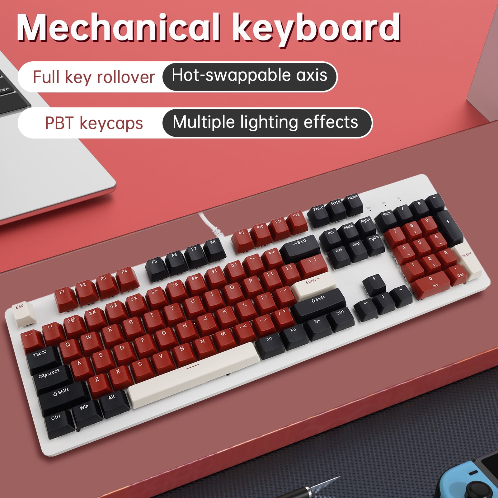 104-Key Wired Mechanical Linear Switch Gaming Keyboard Blue Switch Customizable