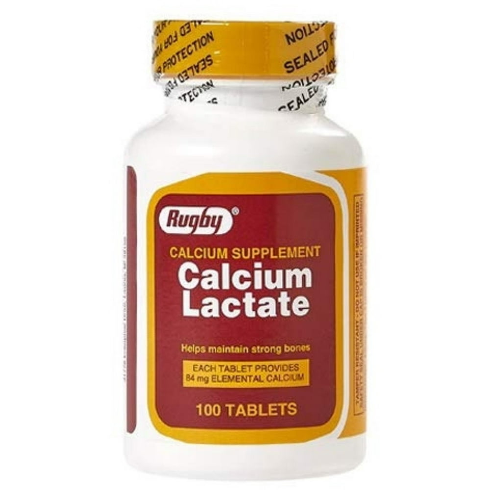 Rugby Calcium Lactate Bone Support Calcium Supplement Tablets, 10 g