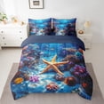 thumbnail image 2 of Erosebridal Sealife Starfish Bedding Sets Twin Size,Underwater World Comforter Sets with Sheets,Wildlife Bedroom Decor,Reversible,Breathable,7-Piece, 2 of 5