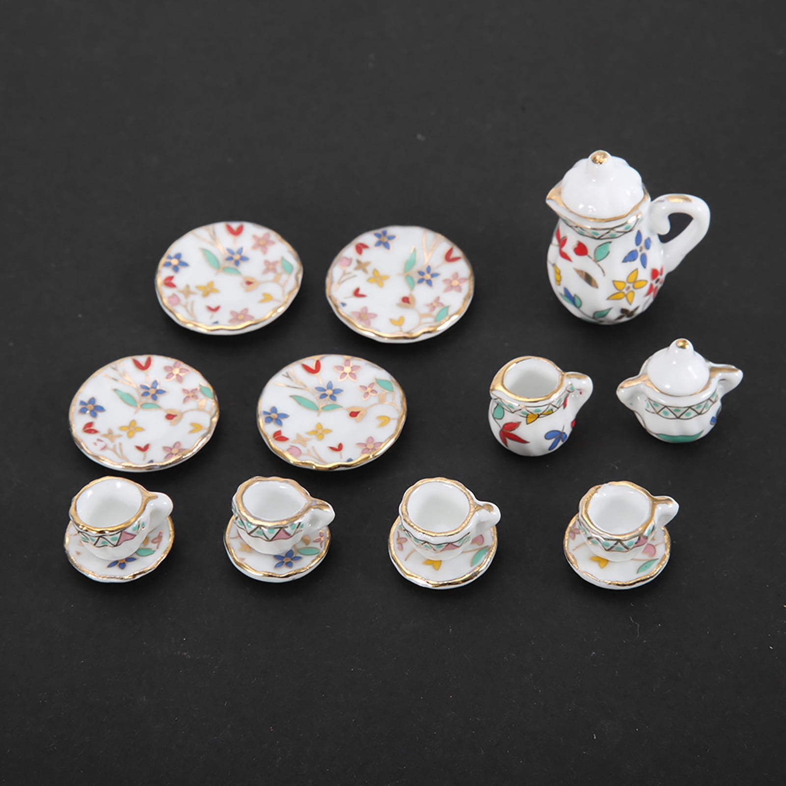 Lot De 15 Mini Tasses à Thé En Porcelaine 1:12, Motif Fleur – Set Miniature Pour Maison De Poupée, Déco élégante