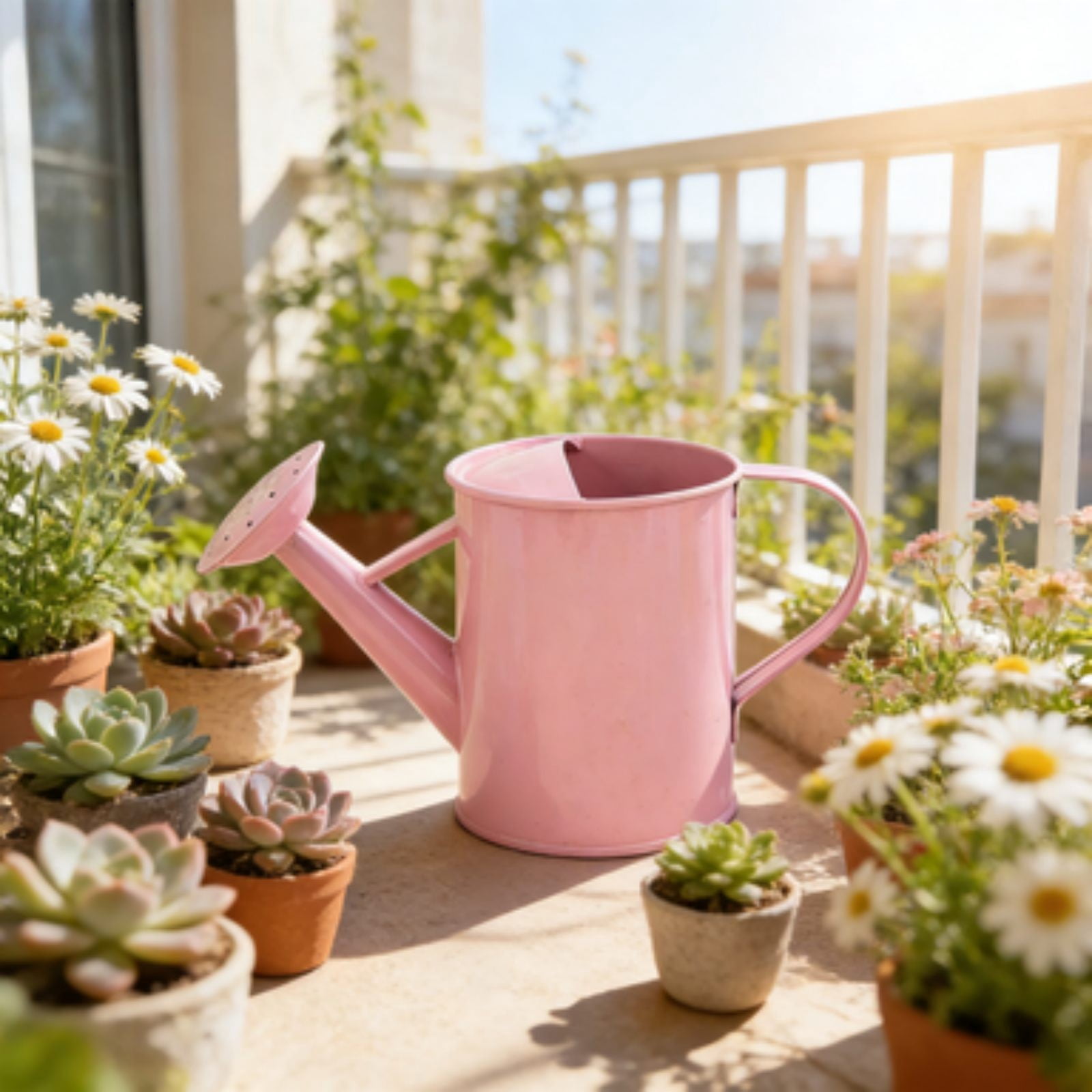 Watering Can with Long Spout, Garden Watering Pot Lightweight Rustic Sturdy Flower Container, Ergonomic Handle Balanced Design for Indoor Outdoor Lovers, Patio Balcony Blue