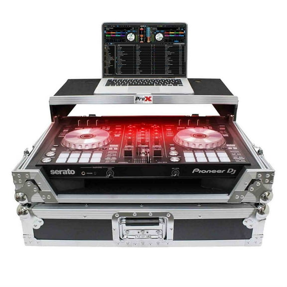 ProX XS-DDJSR2LT LED Flight Case for DDJ-SR2 Digital Controller W-Laptop Shelf and Bonus LED Kit