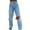 Blue, variant on Charmgo Ripped Jeans Womens Women Button High Waist Pocket Elastic Hole Jeans Trousers Loose Denim Pants High Waisted Wide Leg Jeans Baggy Jeans for Women Blue S