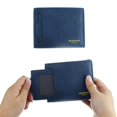 thumbnail image 1 of Blue Full Grain Leather Wallets for Men | Minimalist | Bi fold Wallet, 1 of 5
