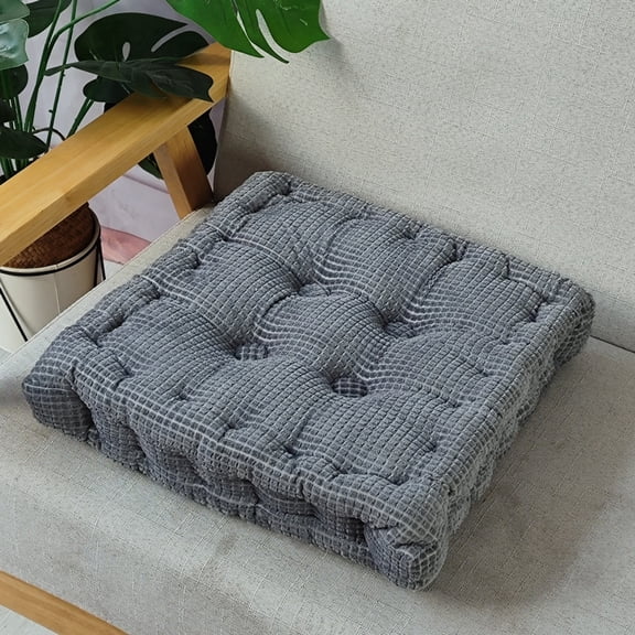 Golyzmt Corduroy Chair Seat Pad (Chair Cushion), 18" x 18", 4 Inch Thick, 1-Piece, Gray
