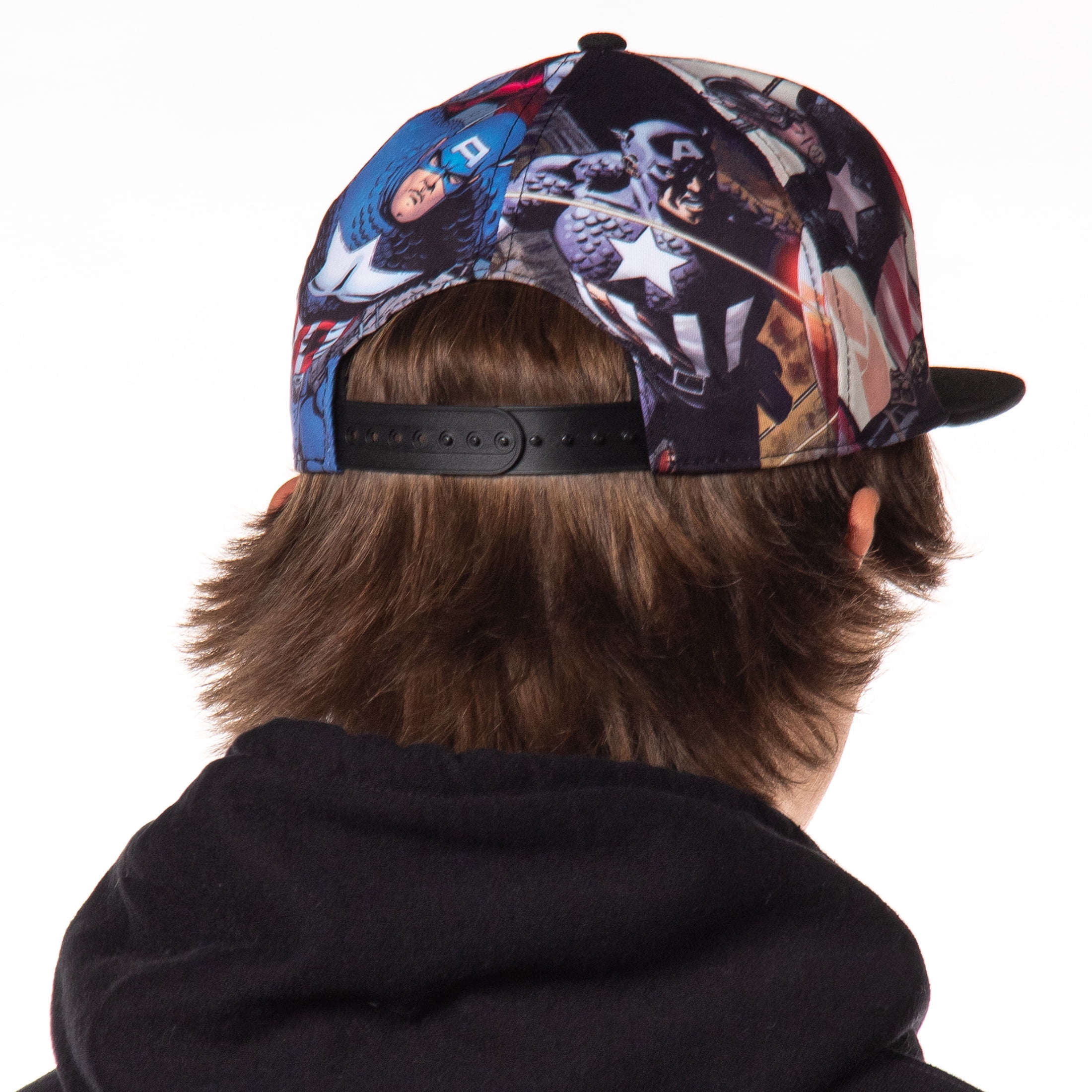 Marvel Comics Captain America Allover Sublimated Scene Design Adult Adjustable Snapback Hat Baseball Cap OSFM