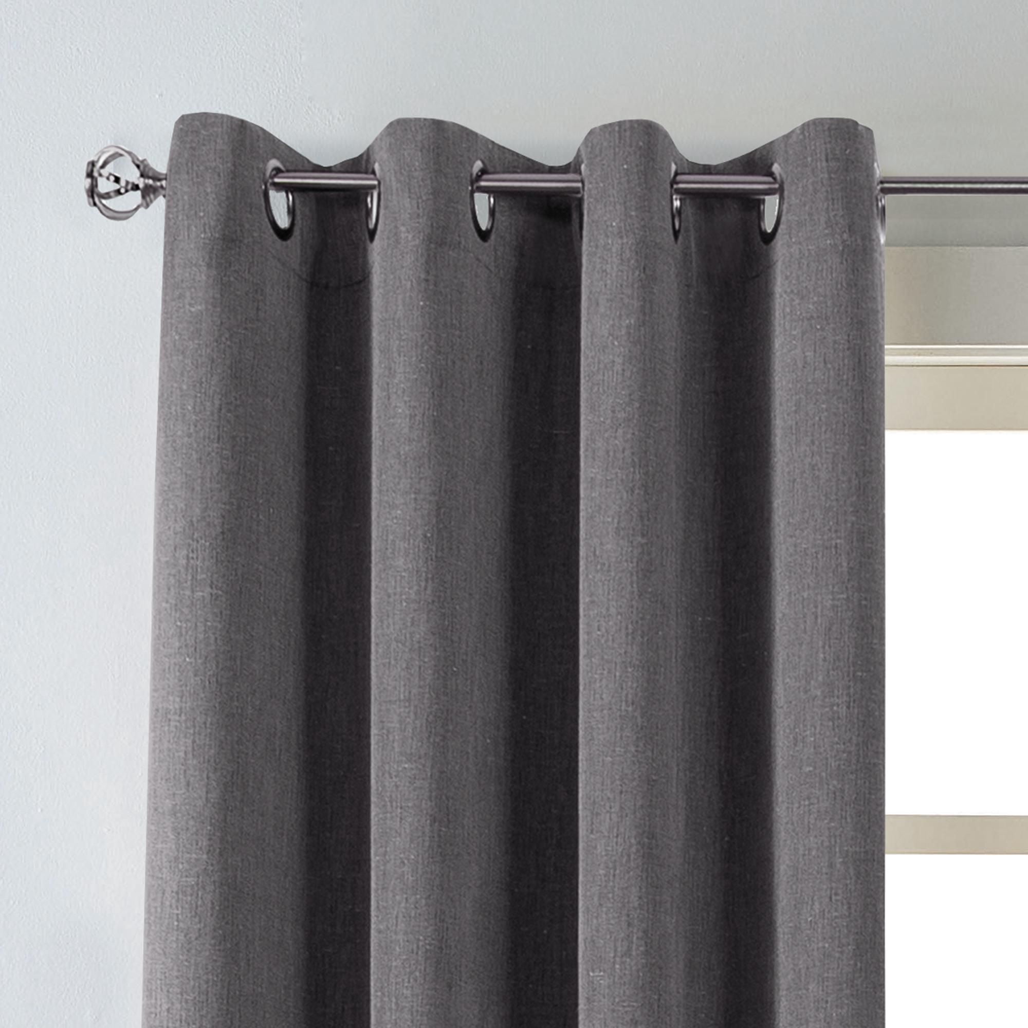 Eclipse Hadley 100% Blackout Curtain Panel, Linen Blend Grommet Window Curtain, 1 Panel, 50 In Wide x 54 In Long, Charcoal