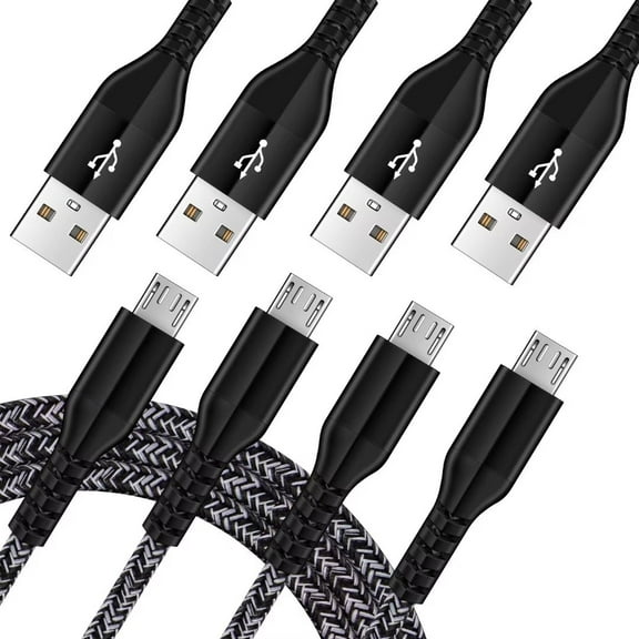 Micro USB Cable 6ft 4pack,USB A to Micro USB Cable Nylon Braided Phone Cables Adapter Micro USB Charging Cable USB Charger Cable Android Charging Cable Cords USB to USB Micro Cable 6ft,Black