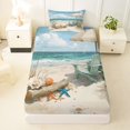 thumbnail image 3 of Castle Fairy Soft Watercolor Beach Chair Twin Sheets 3pcs,Umbrella Seashell Palm Summer Print Bedding,Cream Sky,1 Fitted Sheet,1 Flat Sheet and 1 Pillowcase, 3 of 6