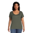 thumbnail image 2 of Terra & Sky Women's Plus Size Ruffle Sleeve Tee, 2-Pack, 2 of 5