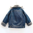 thumbnail image 5 of Coerni Baby Boys Girls Denim Jacket Kids Toddler Fleece Lined Top Lapel Button Down Thicked Warm Coat Winter Outerwear, 5 of 9