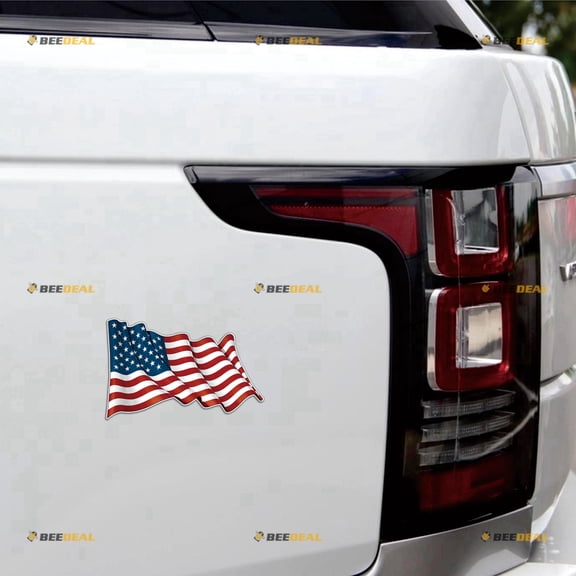 USA American Flag Patriotic Car Magnet Waving Magnetic Sticker Decal - 2 Pack Reflective 4" - for Truck Door Fridge Reusable Waterproof