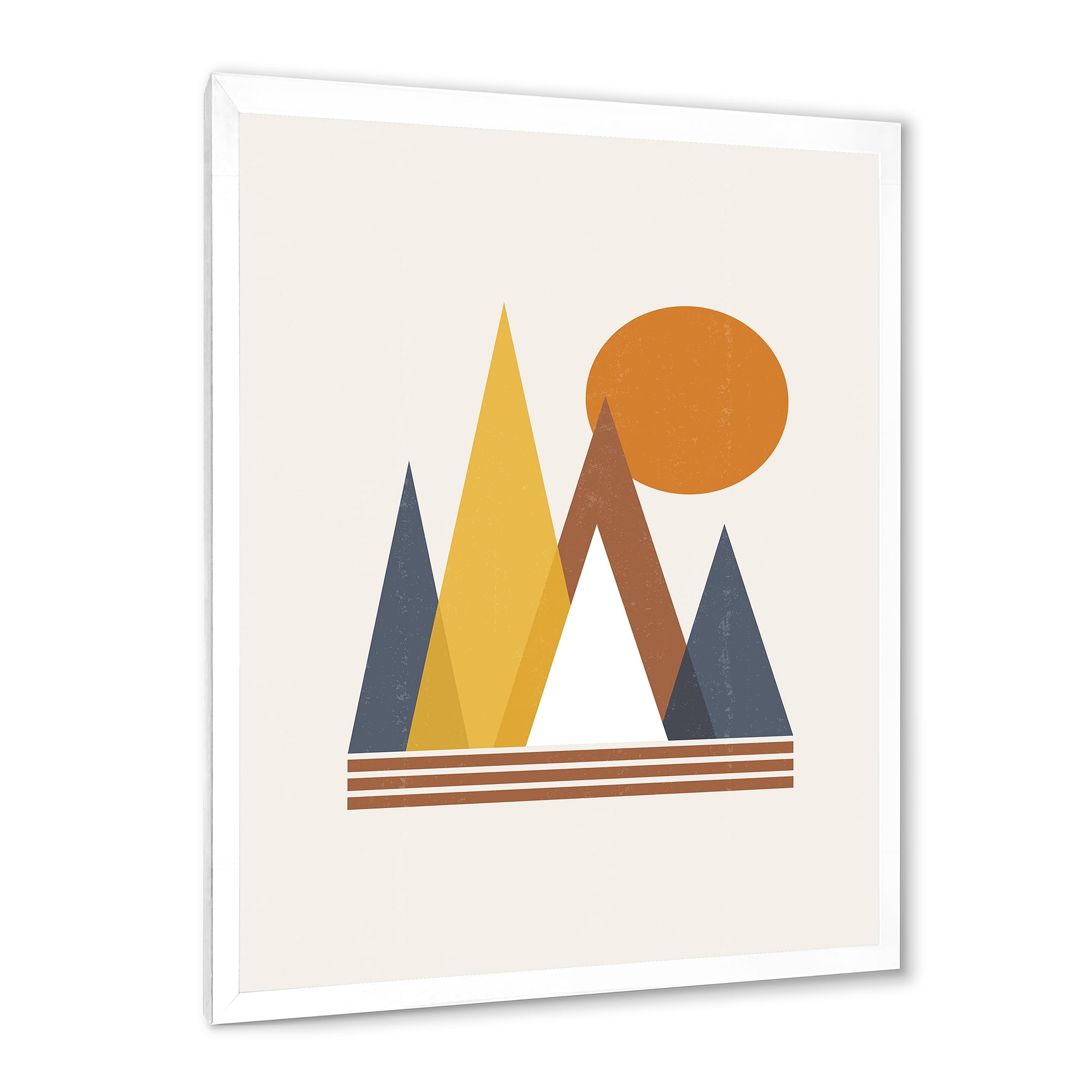 Designart 'Sun and Mountain Abstract' Modern Framed Art Print
