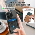 thumbnail image 3 of Koudindg Magnetic Wallet Holder with Stand, Magnetic Phone Wallet Stand RFID Blocking Vegan Leather for iPhone 16/15/14/13 Series Carbon Fiber, 3 of 8