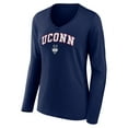 thumbnail image 2 of Women's Navy UConn Huskies Campus Long Sleeve V-Neck T-Shirt, 2 of 3