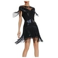 thumbnail image 2 of Fsqjgq Womens Summer Dresses Evening Party Dress Vintage Midi Summer Dress Vintage Dress 1920s Flapper Short Dress Sequin Beaded Fringe Dress for Party Black Dress Mini Dress Women's For M, 2 of 6