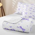 thumbnail image 4 of Erosebridal Kawaii Watercolor Bowknot Twin Quilt Set for Girls Women, Purple Cute Stars Twin Coverlet Set, 2-Piece, 4 of 7