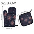 thumbnail image 2 of Yayeee Oven Mitts and Pot Holder Set of 4 Heat Resistant Kitchen Gloves Baking Hot Pad, Red and White Fireworks Pattern, 2 of 5